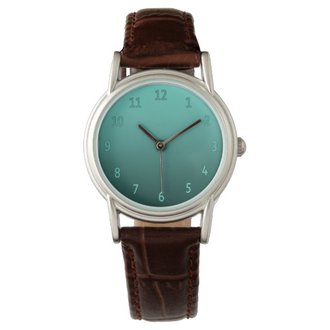 Gradient Simple Colorful Aquamarin Armbanduhr (Vorderseite)