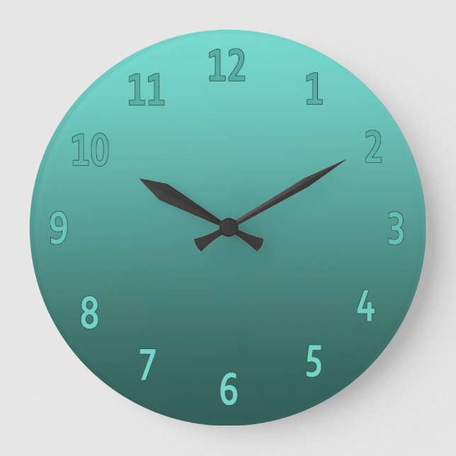 Gradient Simple Colorful Aquamarin Große Wanduhr (Vorderseite)