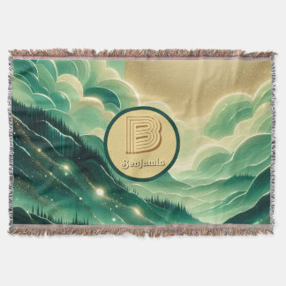 Gradient Smaragd Kelly Grün Glitter Monogrammiert Decke
