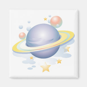 Gradient Style Saturn und Stars Magnet