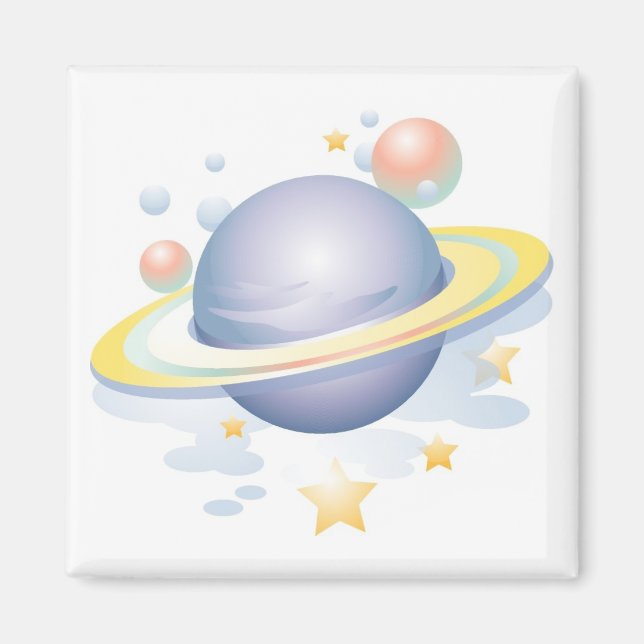 Gradient Style Saturn und Stars Magnet (Vorne)