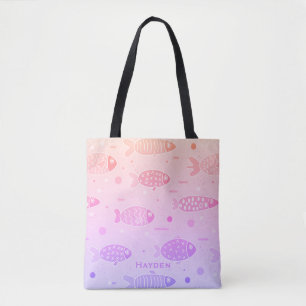 Gradient Sunset Fish Muster Modernes Personalisier