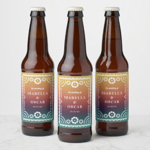 Gradient Sunset Papel Picado Inspiriert Hochzeit Bierflaschenetikett