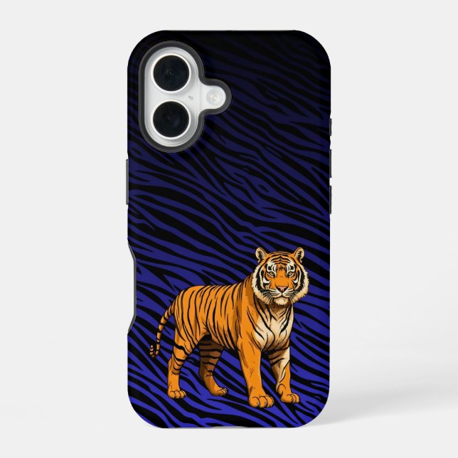 Gradient Tiger Pattern with Tiger  iPhone 16 Hülle (Rückseite)
