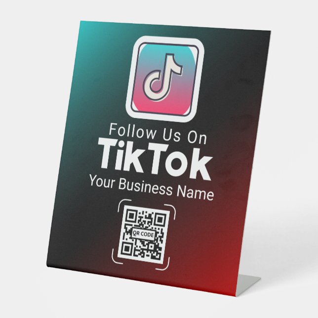 Gradient TikTok-QR-Code Firmenname Folgen Sie uns Sockelschild (Vorderseite)