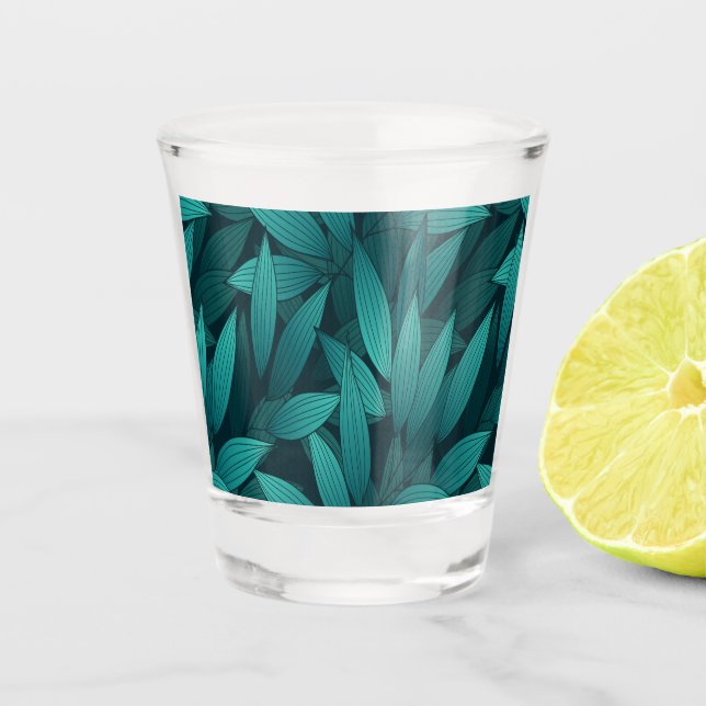 Gradient tropische Blätter Schnapsglas (Vorderseite)