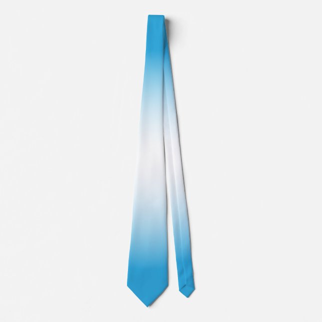 Gradient White Light Blue Neck Tie Krawatte (Vorderseite)