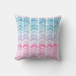Gradient Zickzack: Watercolor Herringbone-Muster. Kissen