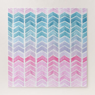 Gradient Zickzack: Watercolor Herringbone-Muster. Puzzle