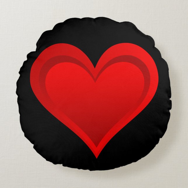 Gradients RED LIEBE HERZ + Ihr Backgr. Ideen Rundes Kissen (Vorderseite)