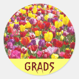 GRADS Aufkleber Tulip Blume Abschluss Einladung