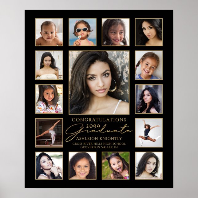 Graduate 15 Foto Collage Handgeschriebenes Skript  Poster (Vorne)