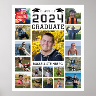 Graduate 17 Foto Collage Class Jahr benutzerdefini Poster