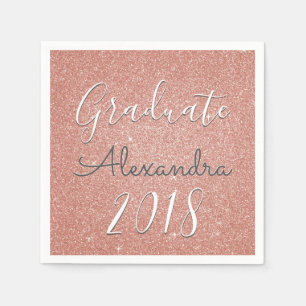 Graduate 2018 Rose Gold - Rosa Glitzer Serviette