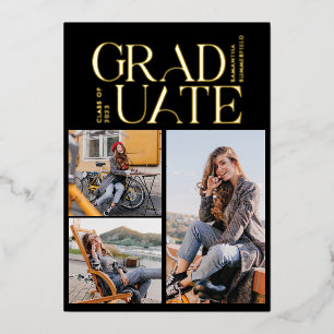 Graduate 2024 Foto Collage Graduation Party Gold Folieneinladung