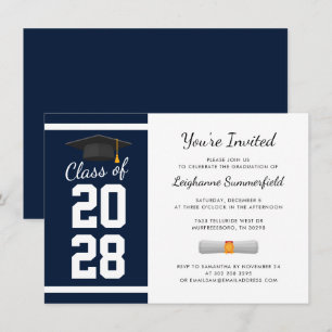 Graduate 2024 Modern Navy Blue Graduation Party Einladung
