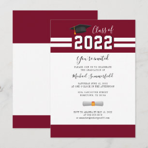Graduate 2025 Burgund White Graduation Party Einladung