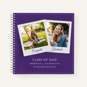 Graduate 2025 Fotos Abschluss Lila Guest Notizbuch