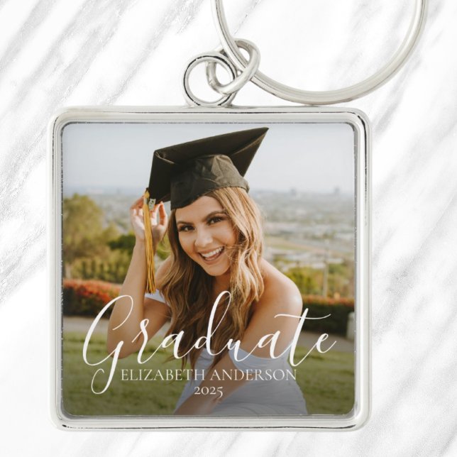 Graduate 2025 Script Custom Foto Schlüsselanhänger (Graduate 2025 Script Custom Photo Keychain)