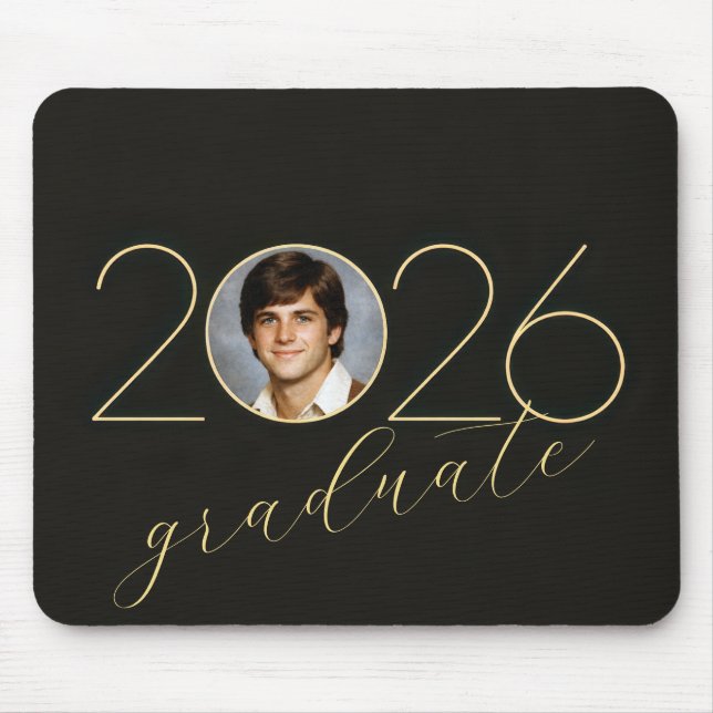 Graduate 2026 Photo Frame on Black Mousepad (Vorne)