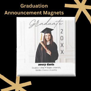Graduate 20XX Einfache Ankündigung des Fotos Weiß Magnet