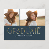 Graduate 2 photo watercolor botanical navy blue
