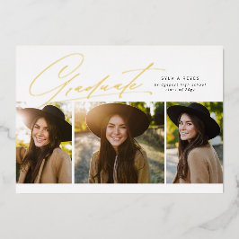 Graduate 3 Foto stilvolle einfache Abschluss Folieneinladung
