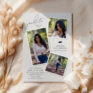 Graduate 3 Picture Graduation Party Einladung