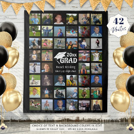 Graduate 44 Foto Collage Name School Schwarz Wandteppich