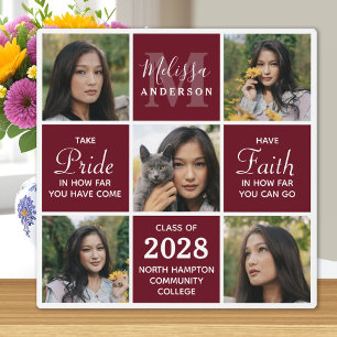 Graduate 5 Foto Collage Burgundy Abschluss Fotoplatte