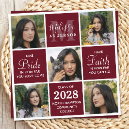 Graduate 5 Foto Collage Burgundy Abschluss Invit Einladung