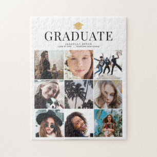 Graduate 9 Foto Collage White Jigsaw Puzzle