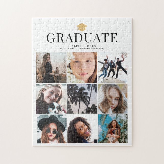 Graduate 9 Foto Collage White Jigsaw Puzzle (Vertikal)