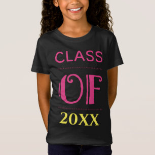 Graduate Abschluss Class Pink Yellow Personalize T-Shirt