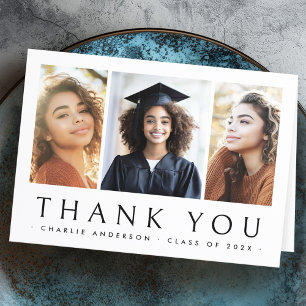 Graduate Abschluss elegant 3 Foto Dankeschön Karte