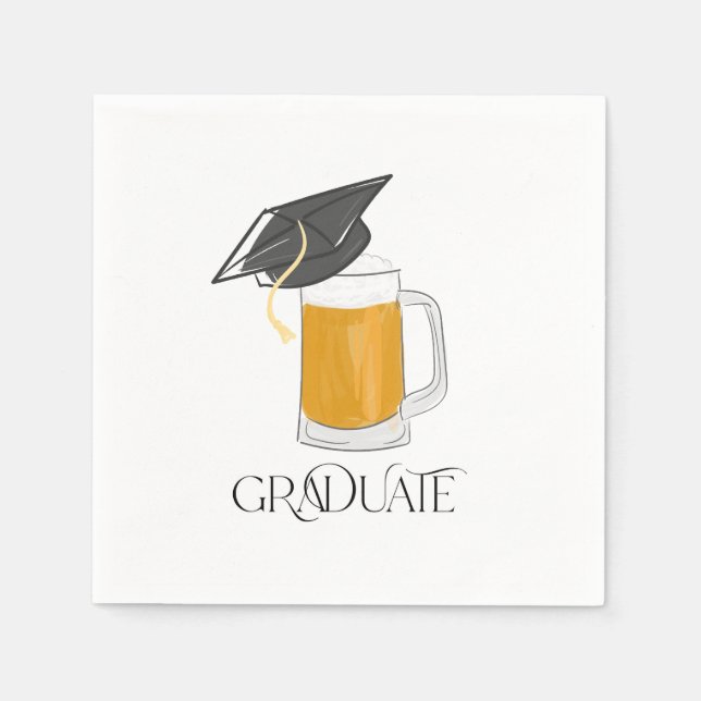 Graduate Abschluss Grad Cap Beer Serviette (Vorderseite)