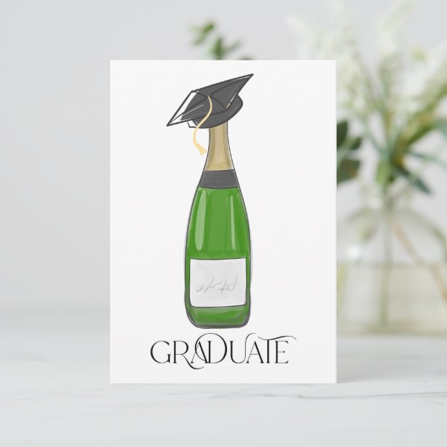 Graduate Abschluss Grad Cap Champagne Dankeskarte (Stehend Vorderseite)
