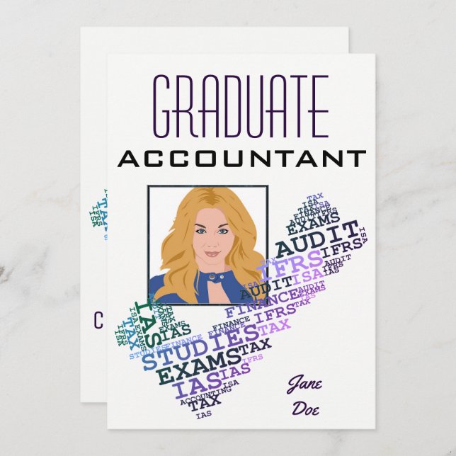"Graduate Accountant" Einladung (Vorne/Hinten)