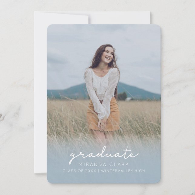 Graduate Ankündigung hellblau (Vorderseite)