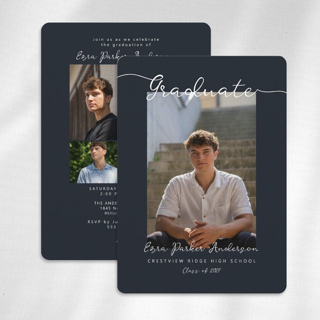 Graduate Announcement and Invitation with Photos Einladung (Graduation announcement and invitation with photo collage)