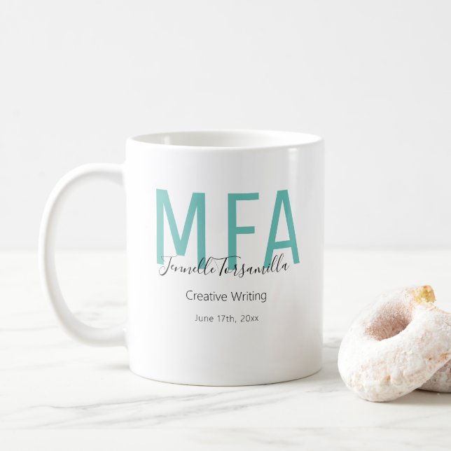 Graduate Aquamarin Black Date Name Degree MFA Kaffeetasse (Mit Donut)