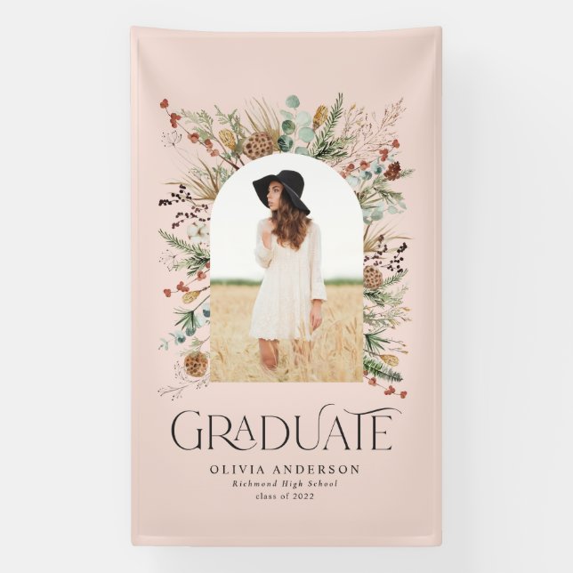 Graduate arch 1 Foto rosa botanisch modern Banner (Vertikal)
