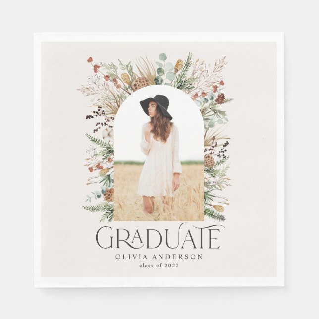 Graduate arch 1 Foto Terracotta botanisches Party Serviette (Vorderseite)