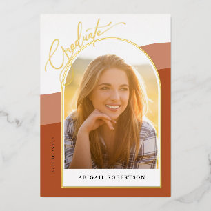 Graduate Arch Fotos Terracotta Abschluss Gold Folieneinladung