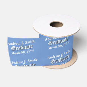 Graduate Beruflich Cornflower Blue Name & Date Satinband