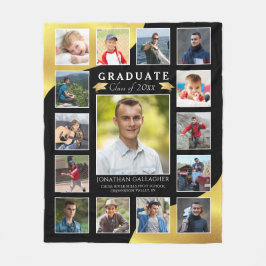 Graduate Black Gold 15 Foto Collage Fleecedecke