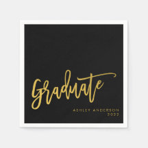 Graduate Black Gold Calligraphy Script-Party