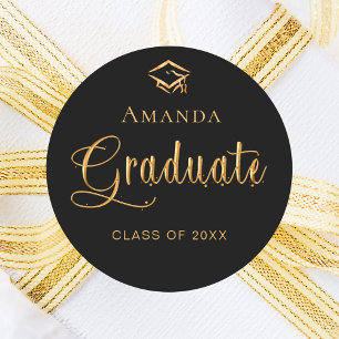 Graduate Black Gold Runder Aufkleber