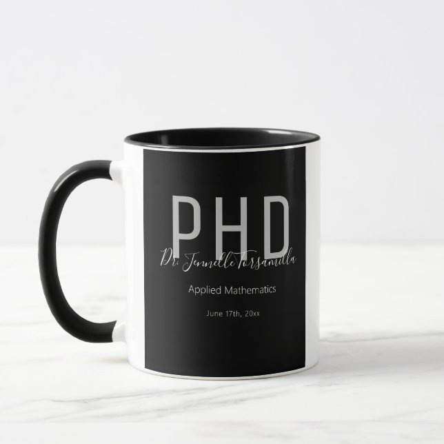 Graduate Black Name Degree PhD Tasse (Links)