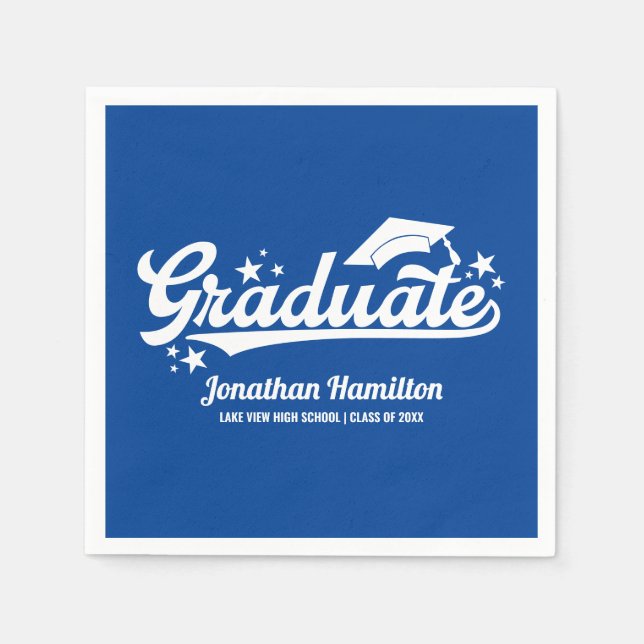 Graduate Blue Graduation Party Serviette (Vorderseite)